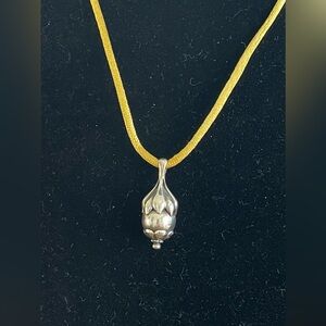 Georg Jensen Silver Pendant Acorn Necklace on a 30” Cord. 925S silver. Marked.